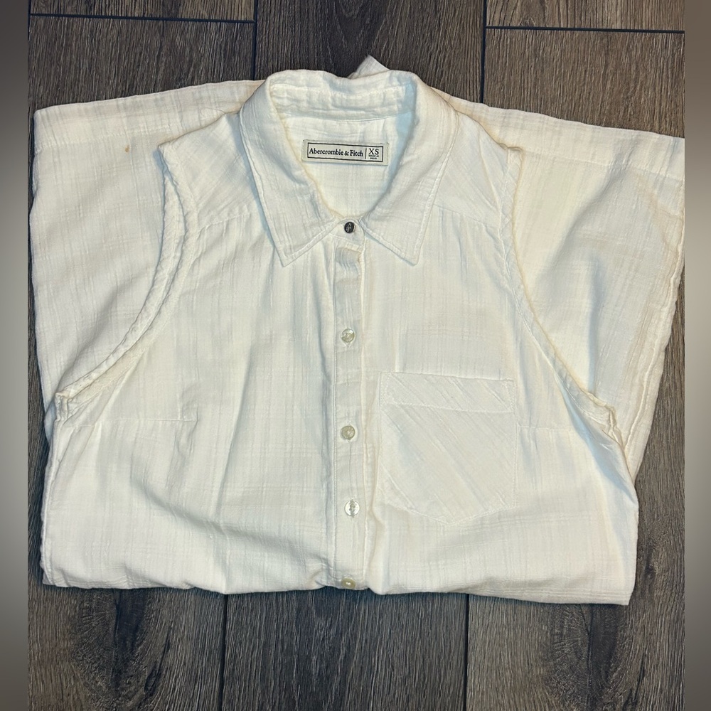 Abercrombie & Fitch White Romper XS Linen Look Lined Shorts Summer Chic - Picture 10 of 16